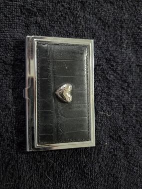 Brighton Black and Silver Heart Business Card Holder